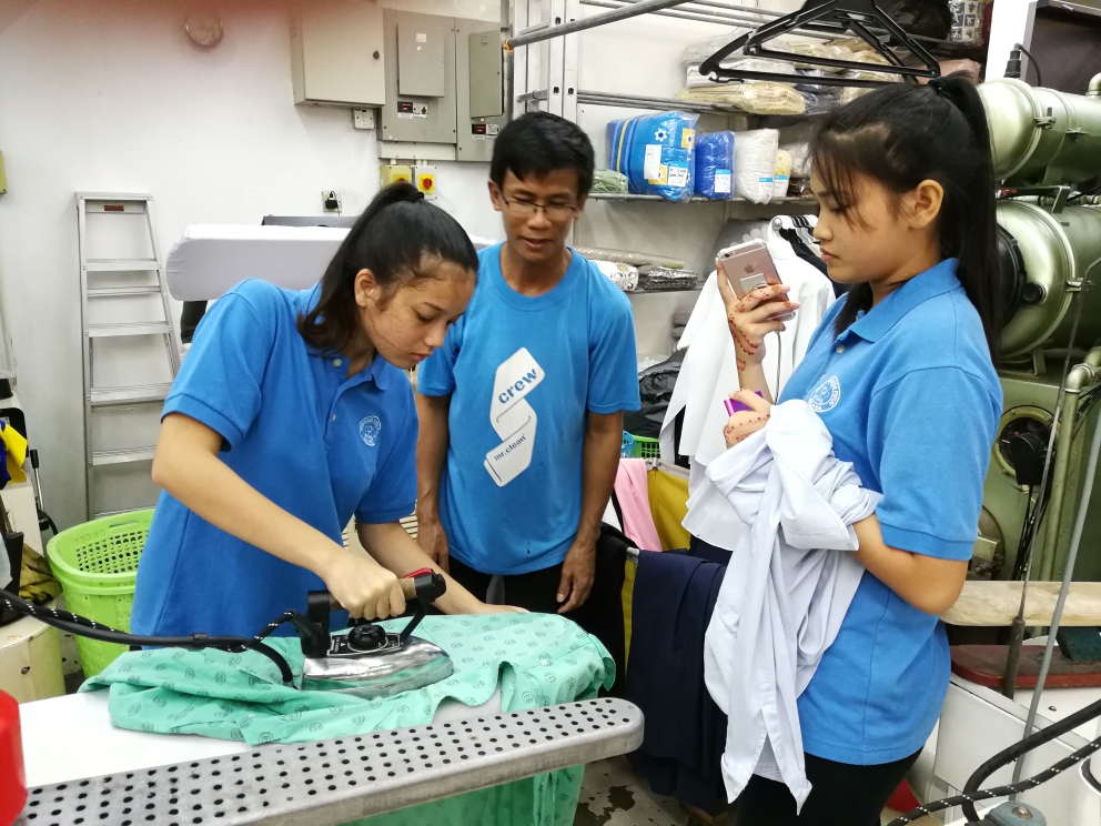 girl scouts learn to iron