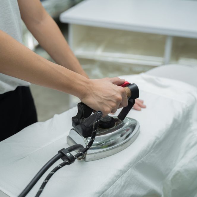 Mr.Clen staff ironing clothes